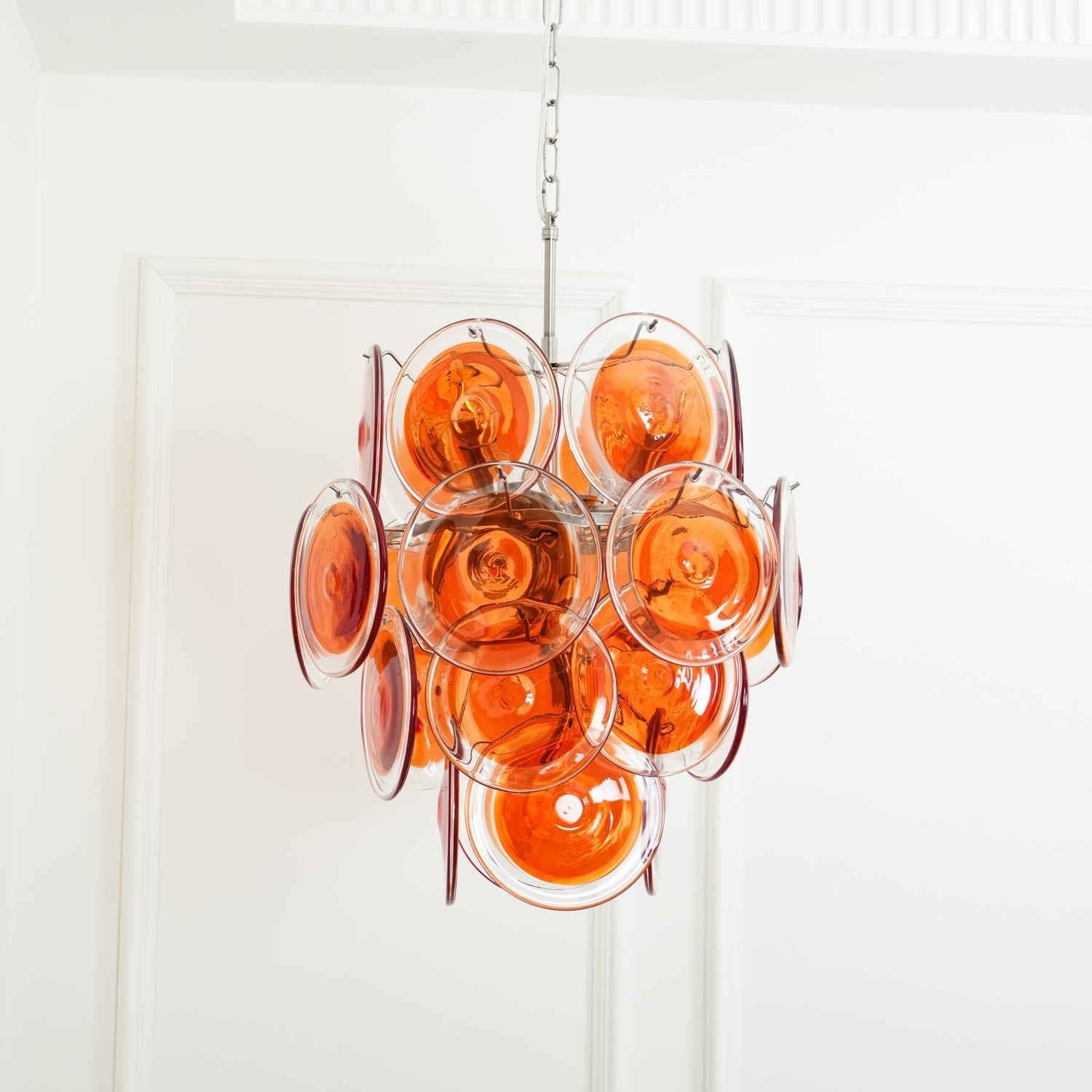 Murano Orange Disk Glass Chandelier - Cueteks