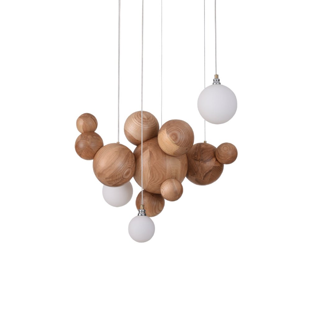 Bubble Wood Balls Chandelier - Cueteks