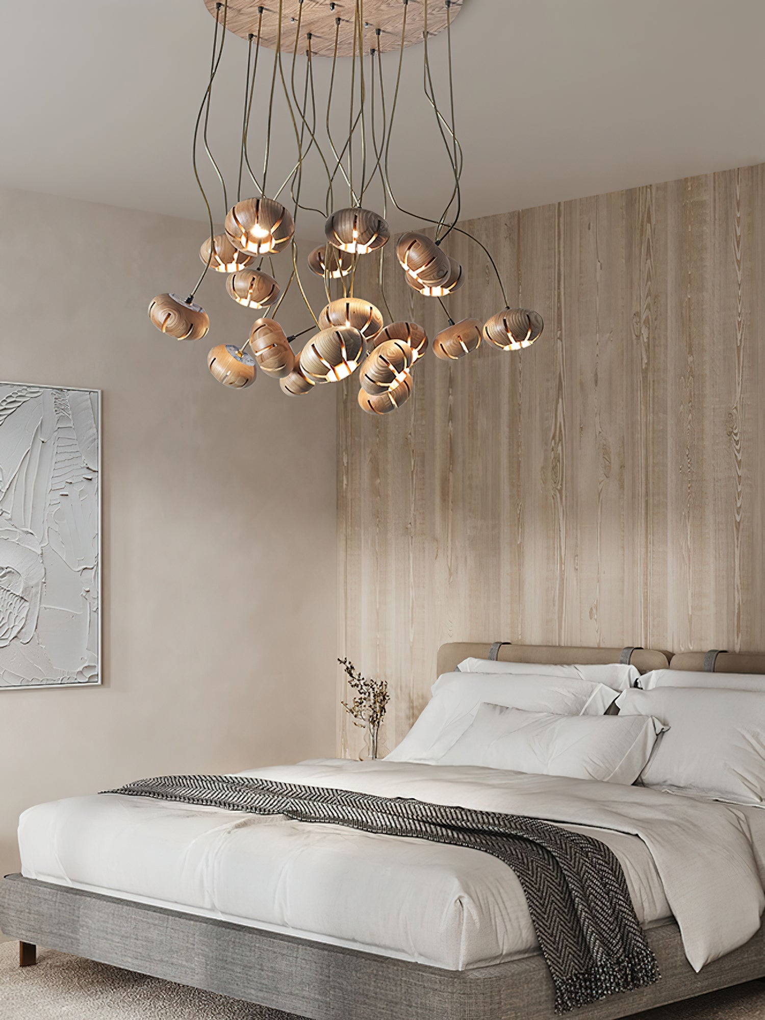 Wood Pumpkin Cluster Chandelier - Cueteks