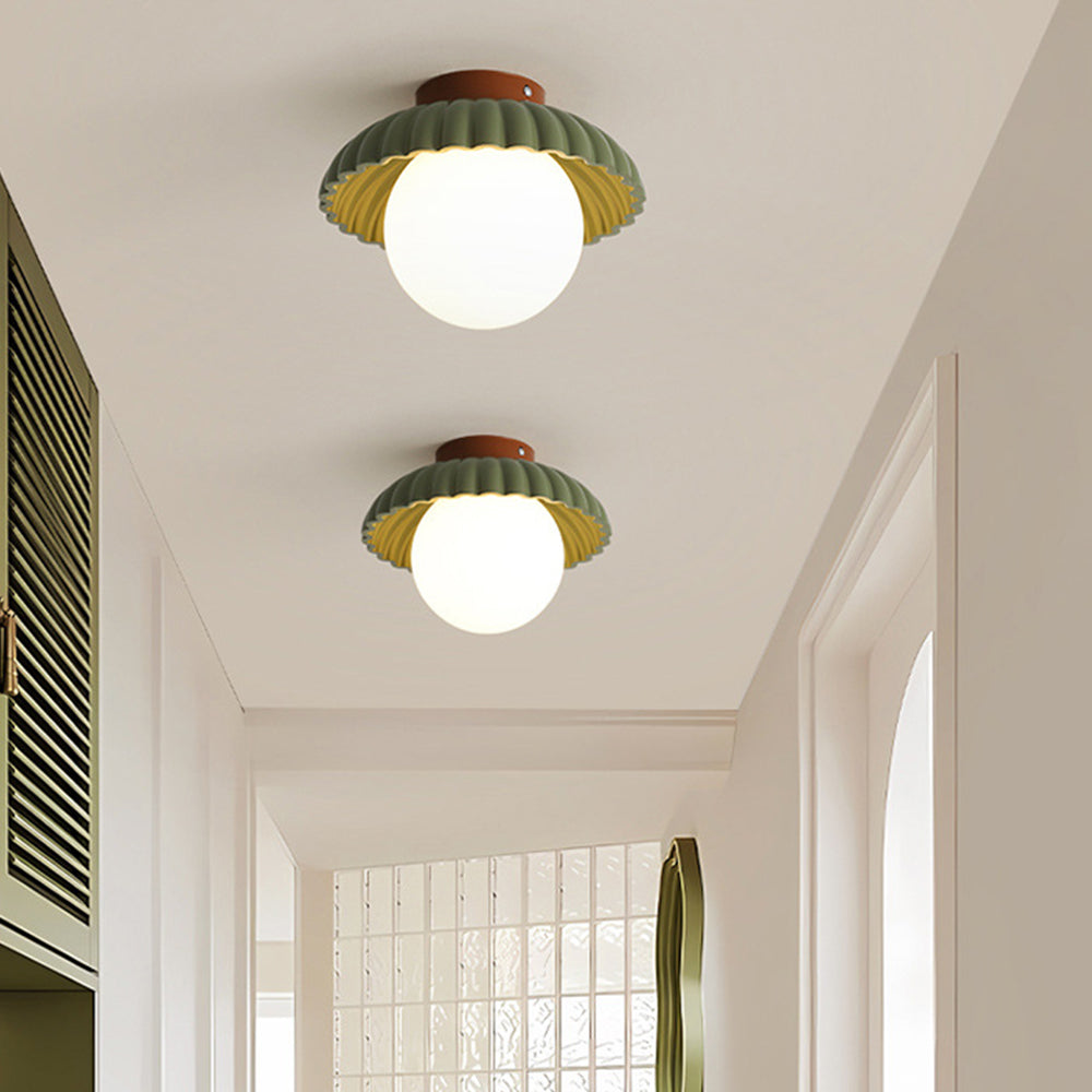 French Creamy Glass Stained Ceiling Light - Cueteks