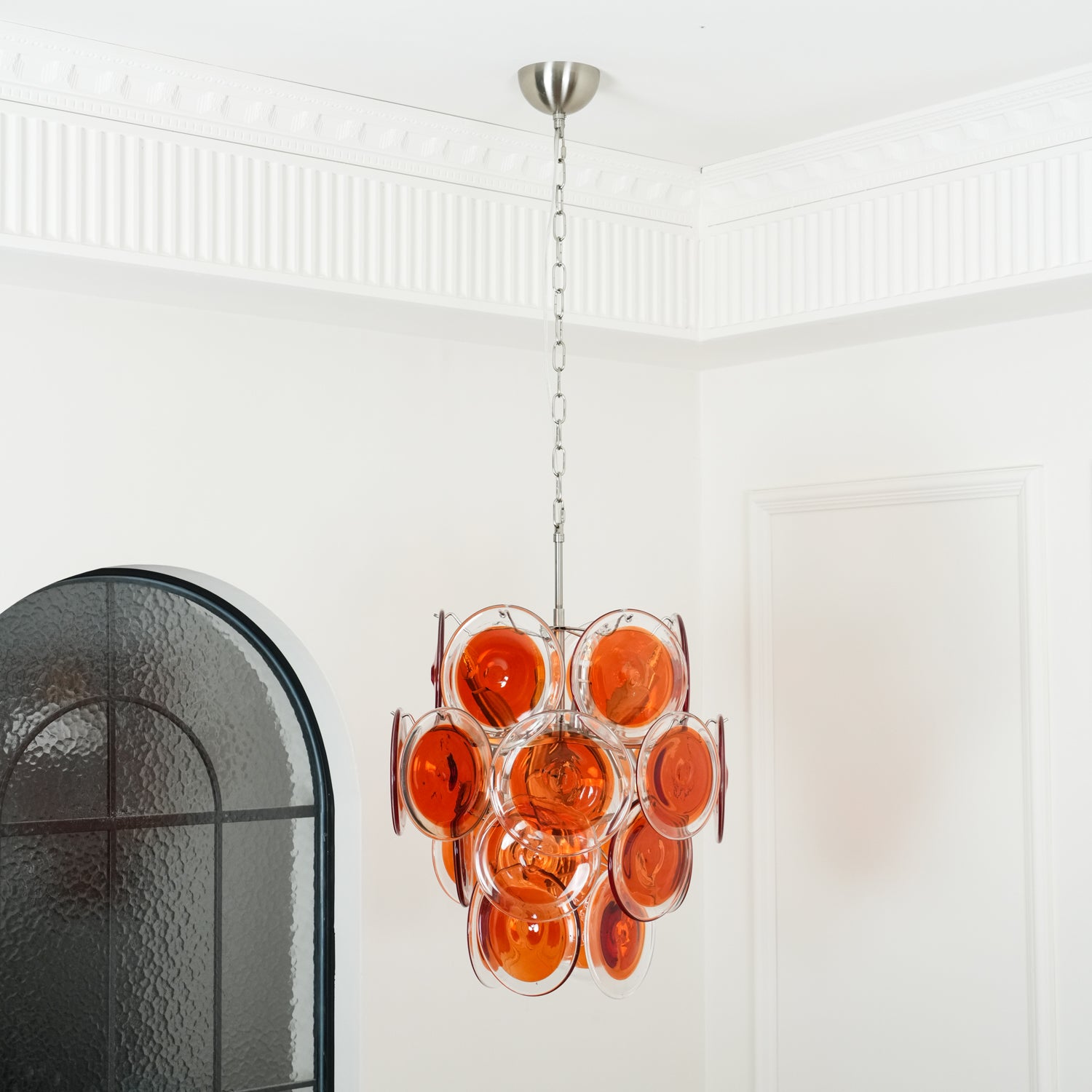 Murano Orange Disk Glass Chandelier - Cueteks