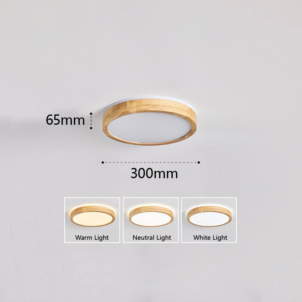 Natural Wood LED Round Ceiling Light - Cueteks