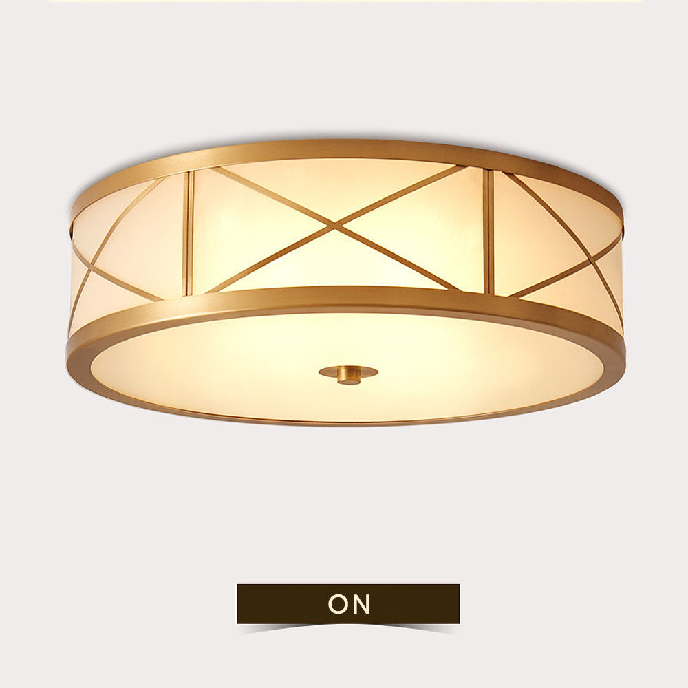 Antique Geometry Glass Drum Ceiling Light - Cueteks
