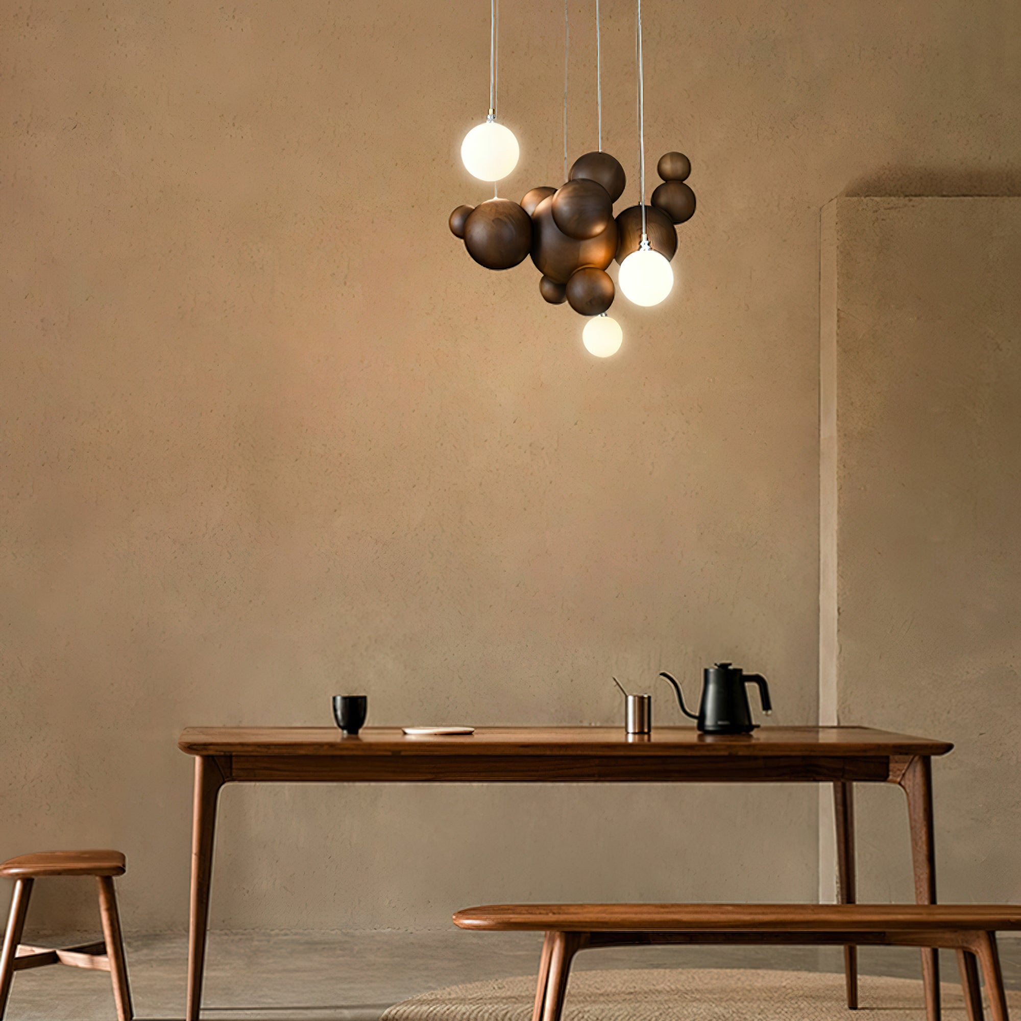 Bubble Wood Balls Chandelier - Cueteks