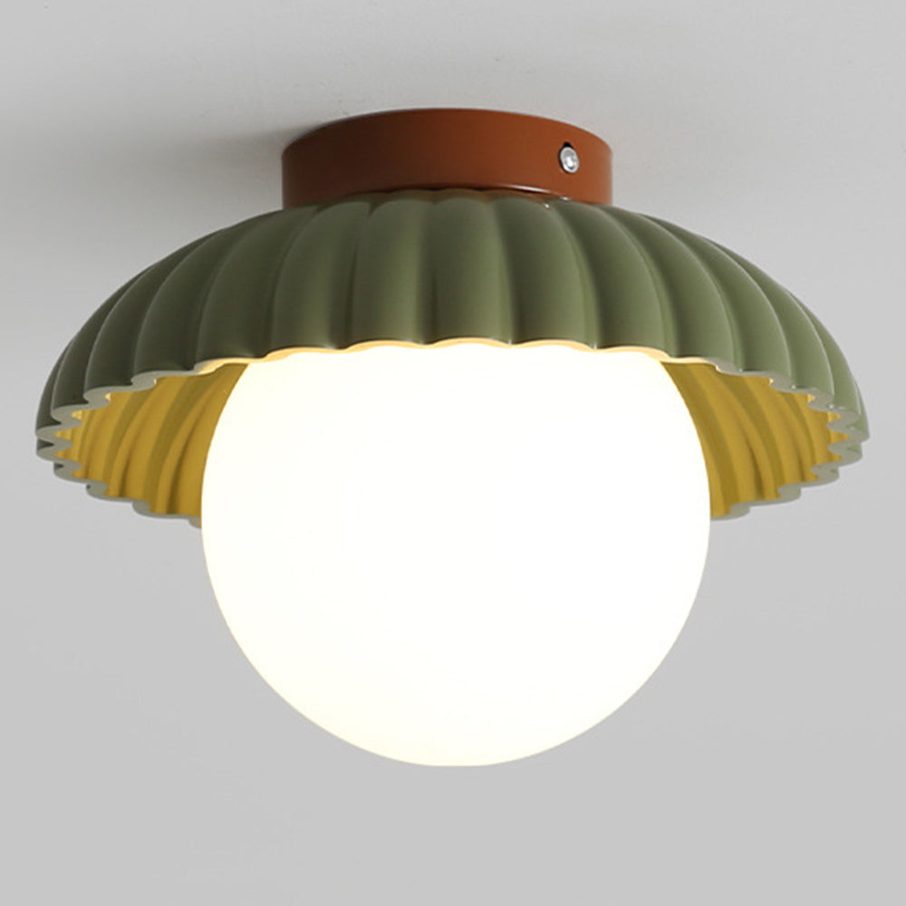 French Creamy Glass Stained Ceiling Light - Cueteks