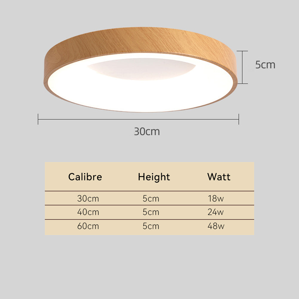 Natural Wood Round LED Ceiling Light - Cueteks