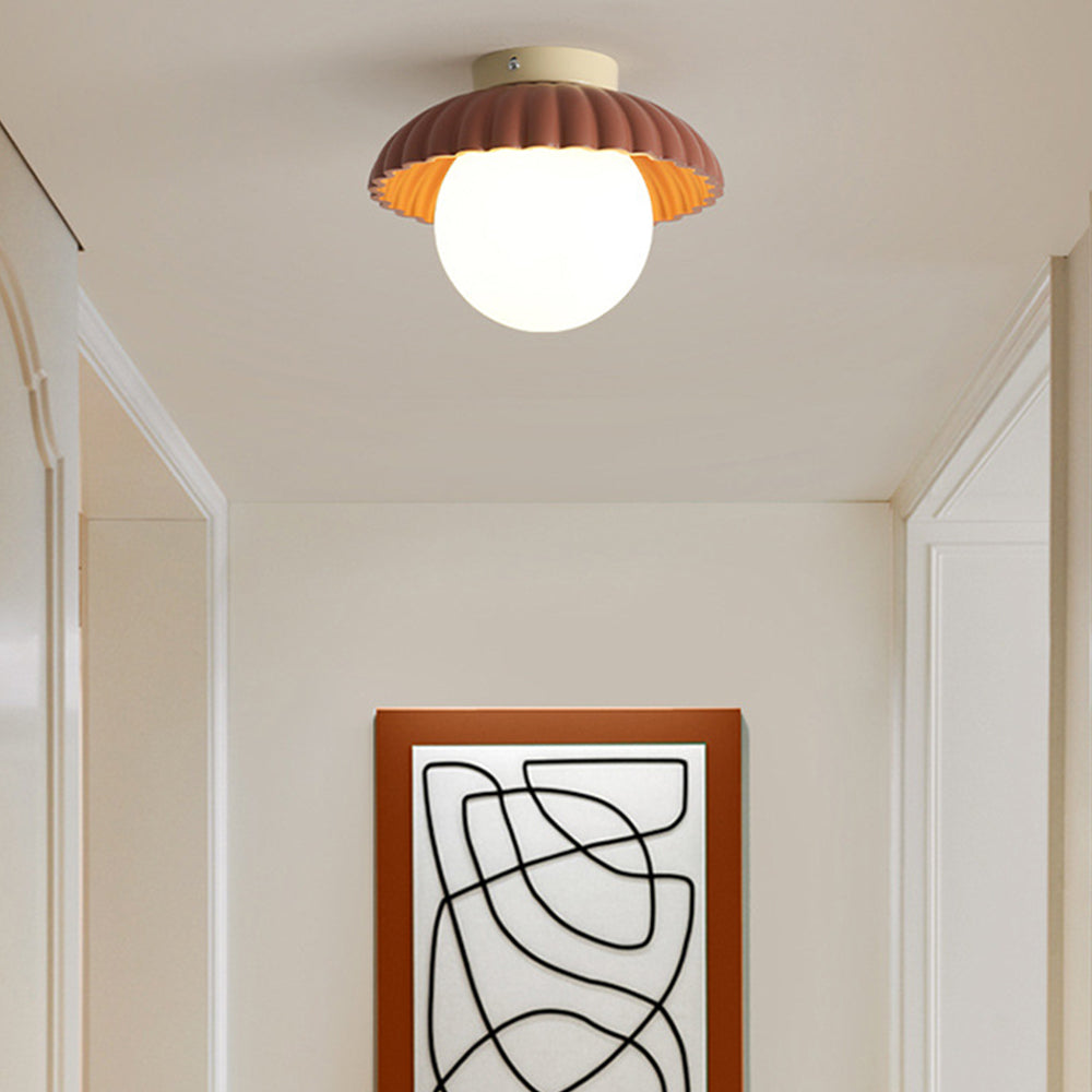 French Creamy Glass Stained Ceiling Light - Cueteks