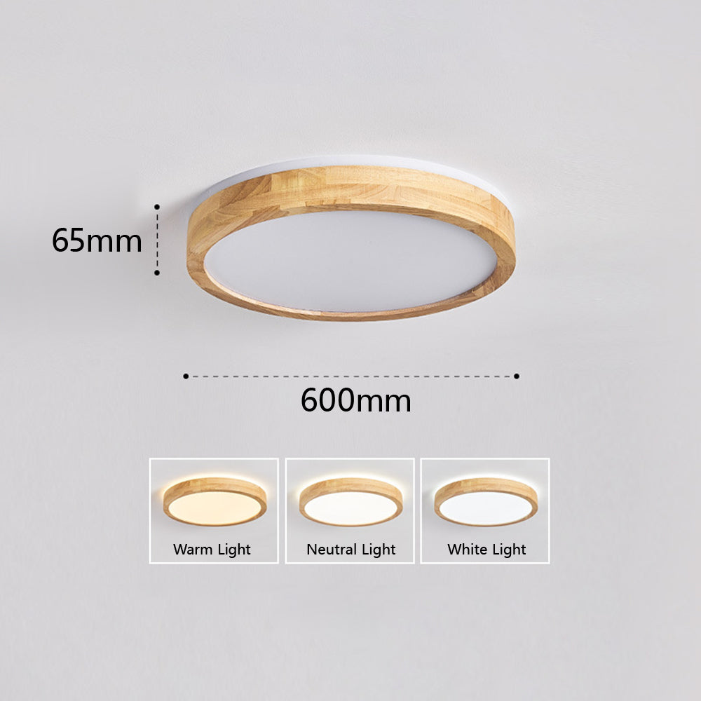 Natural Wood LED Round Ceiling Light - Cueteks