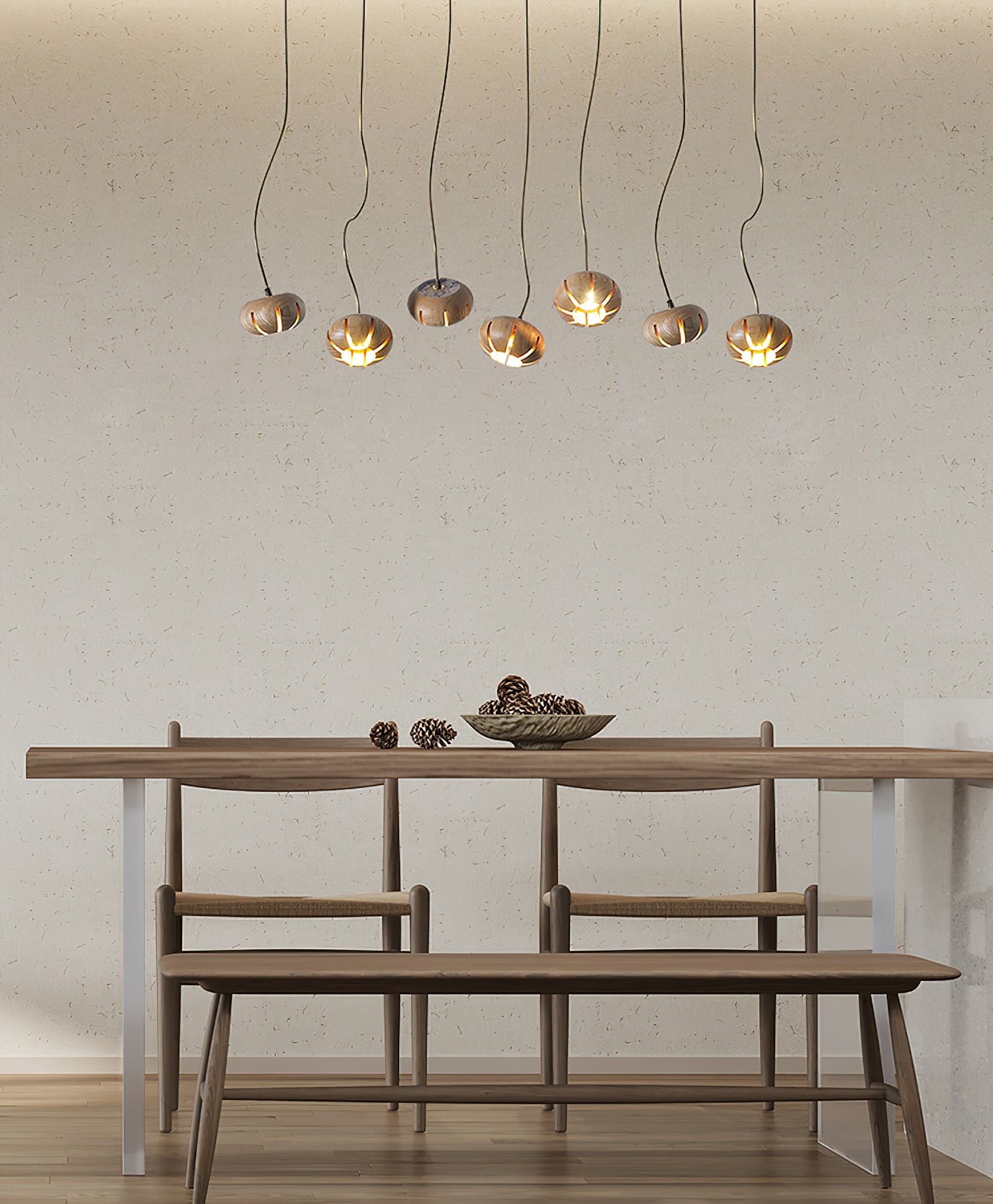 Wood Pumpkin Cluster Chandelier - Cueteks