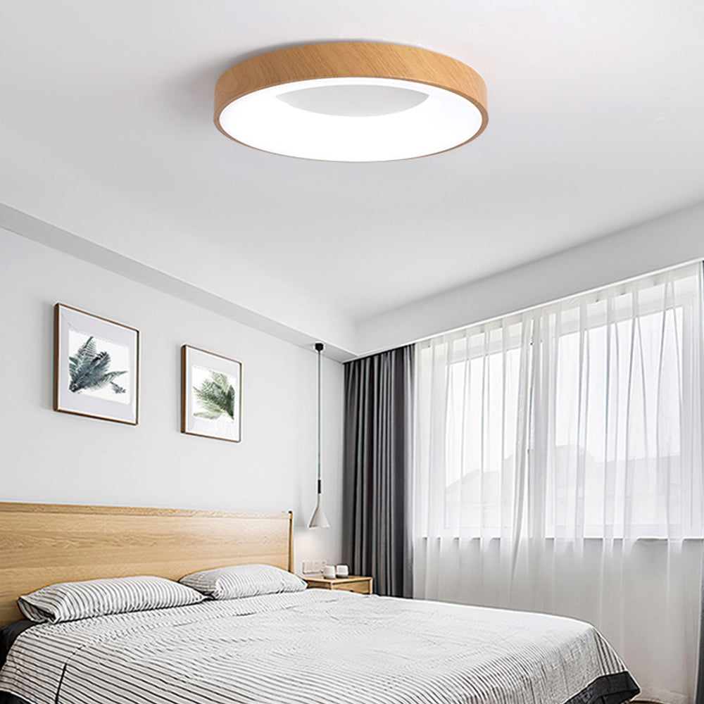 Natural Wood Round LED Ceiling Light - Cueteks