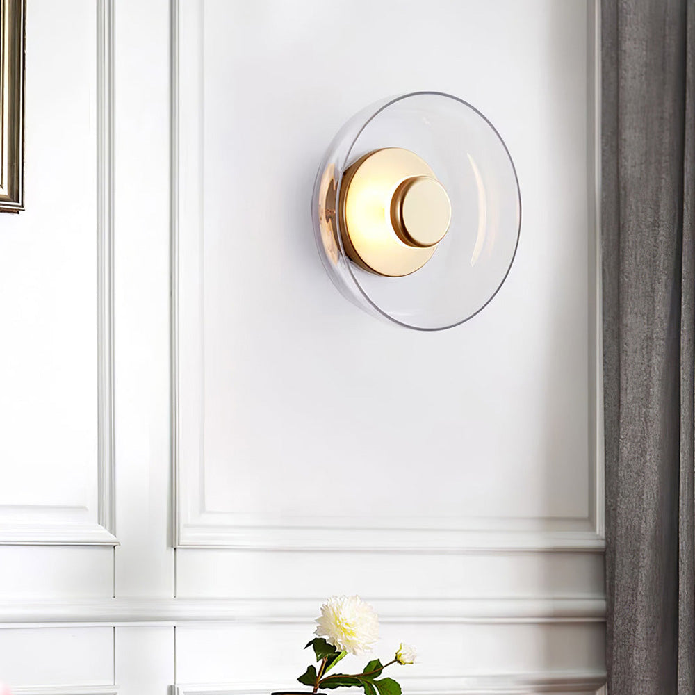 Modern Clear Round LED Glass Wall Sconce - Cueteks