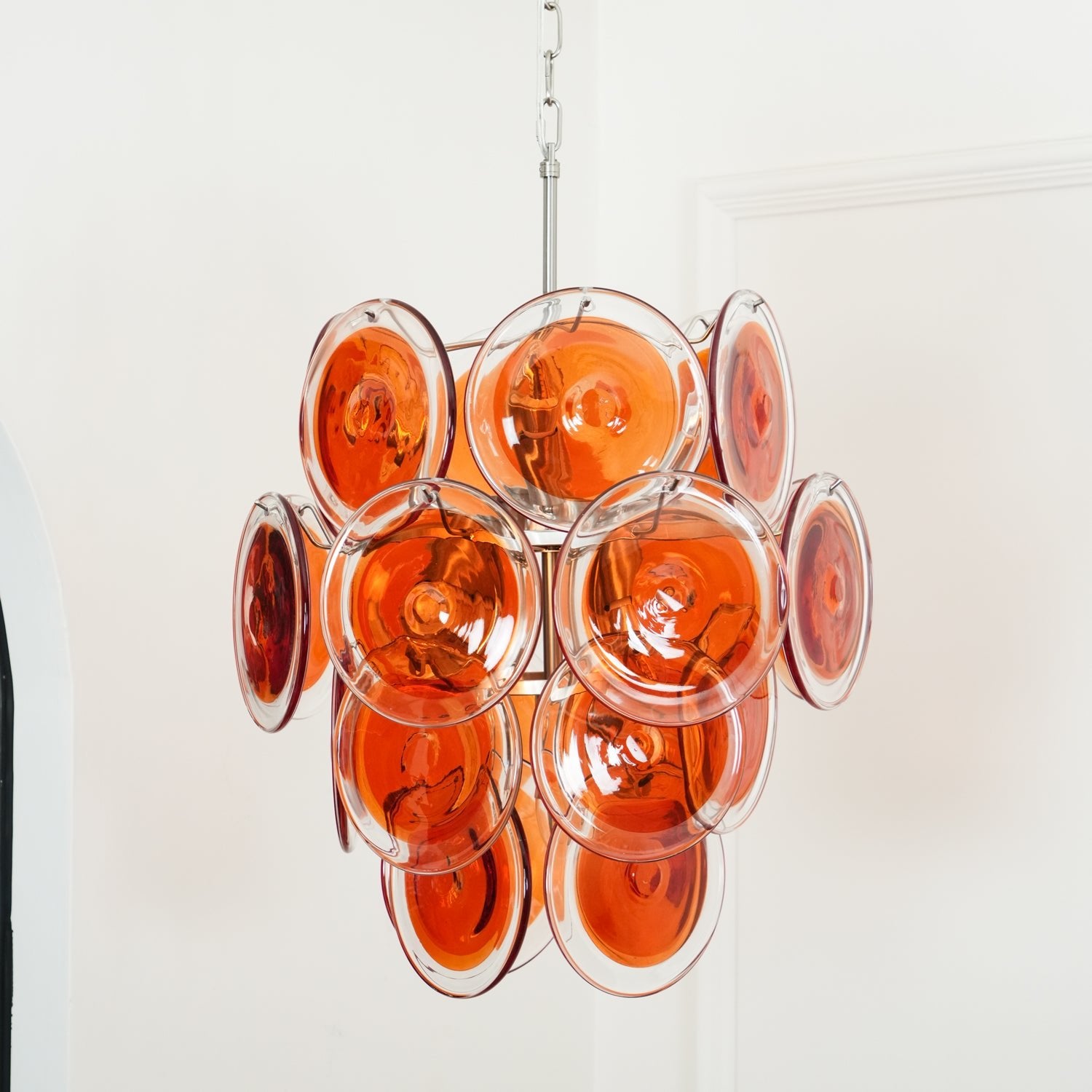 Murano Orange Disk Glass Chandelier - Cueteks