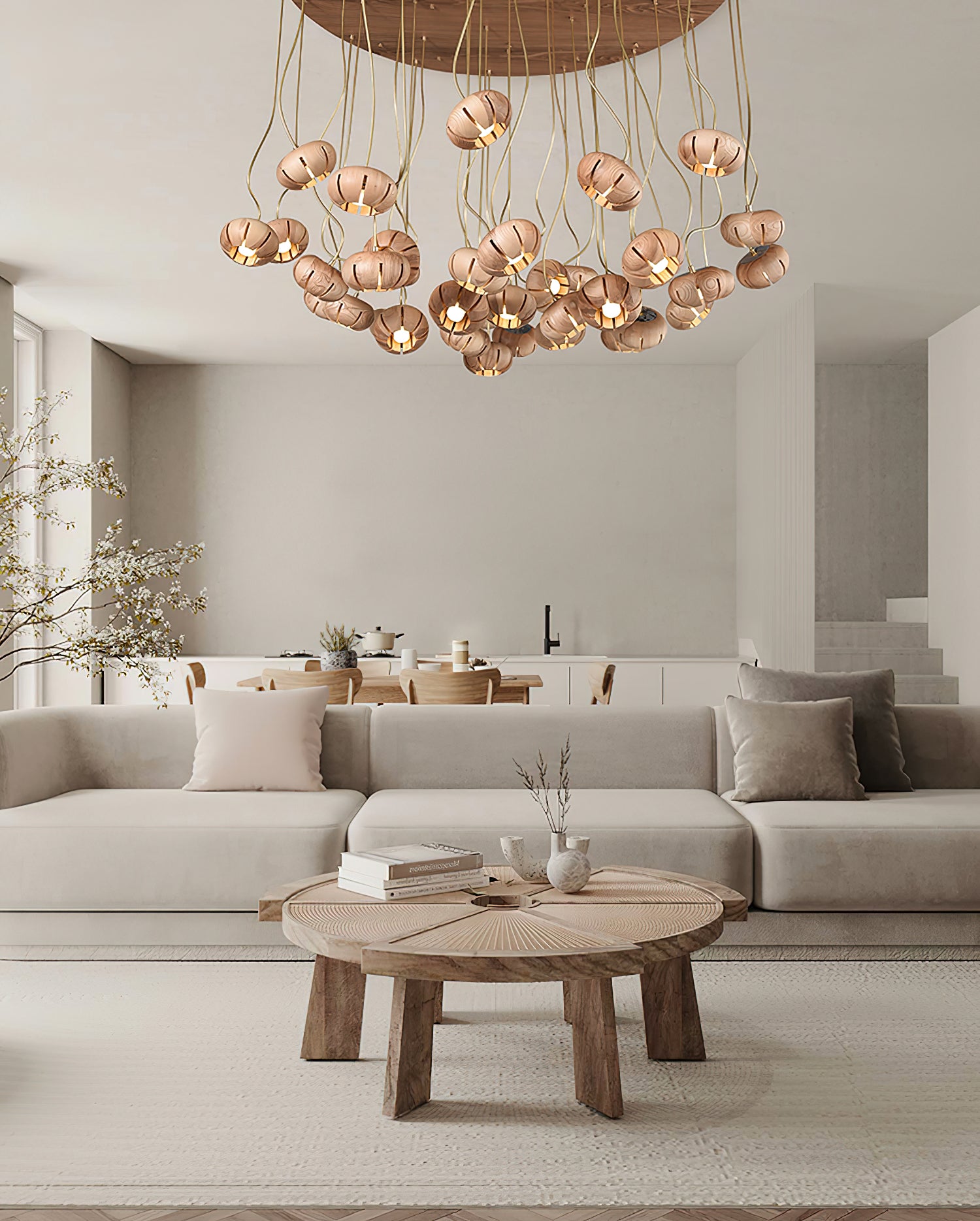 Wood Pumpkin Cluster Chandelier - Cueteks