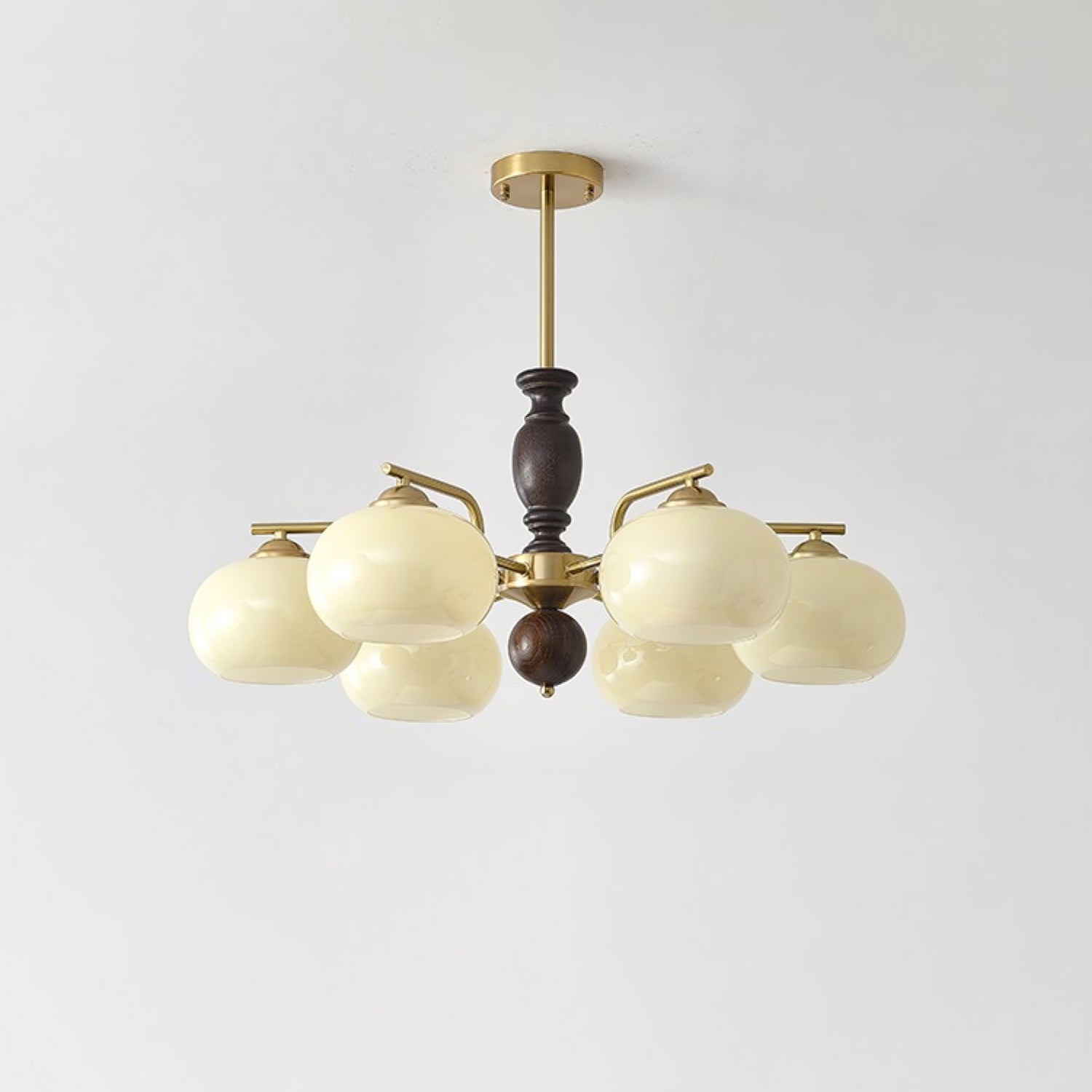 Walnut Beige Orb Chandelier - Cueteks