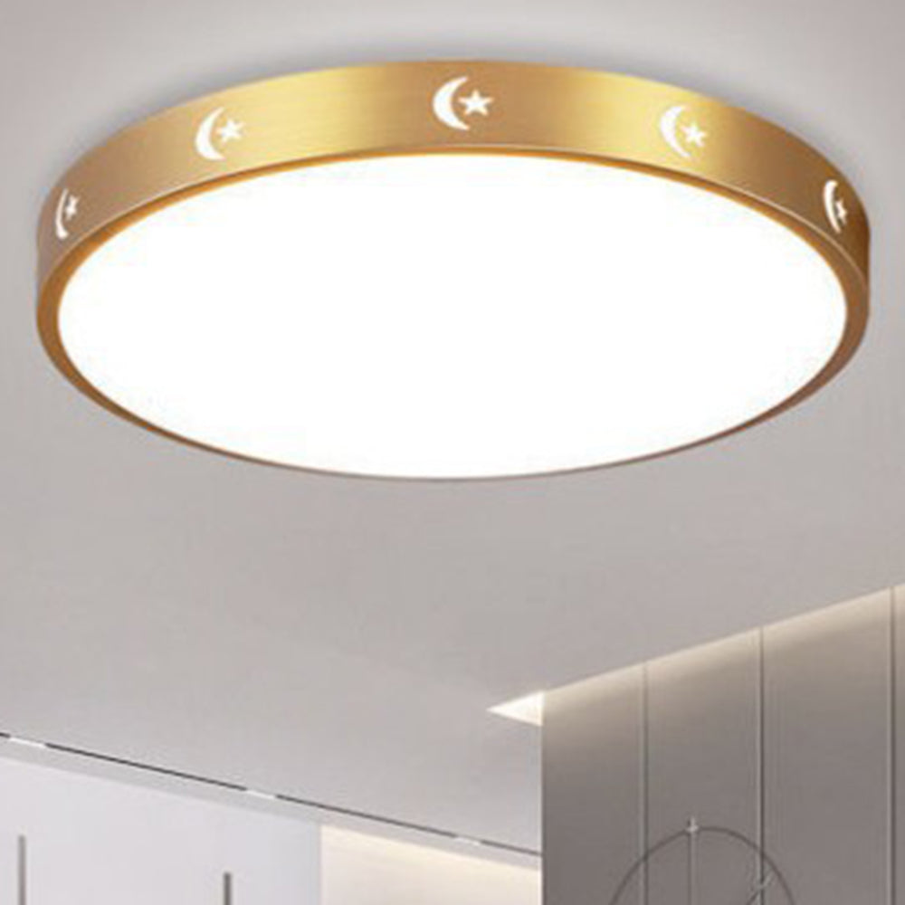 Gold Vintage Round Flush Mount Ceiling Light - Cueteks