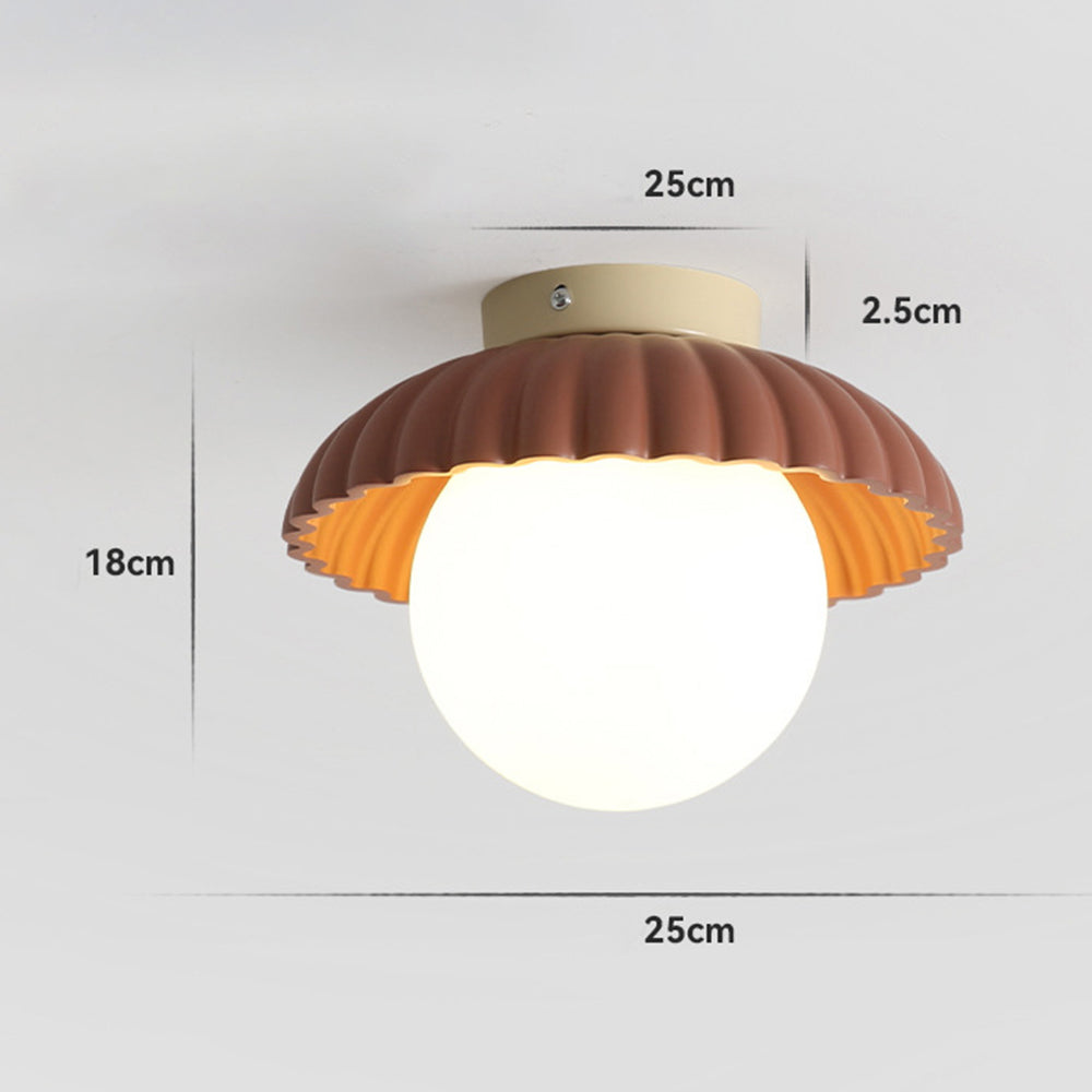 French Creamy Glass Stained Ceiling Light - Cueteks