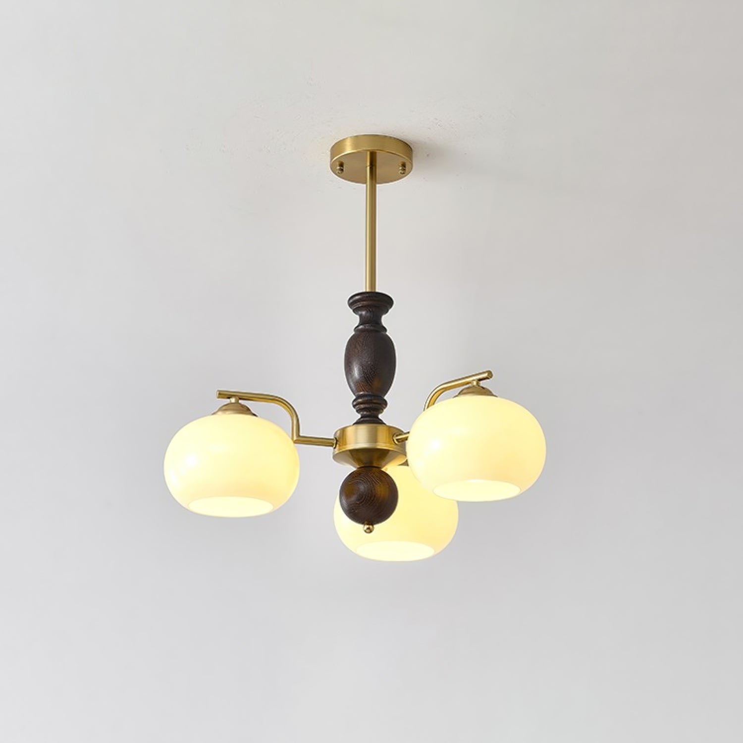 Walnut Beige Orb Chandelier - Cueteks
