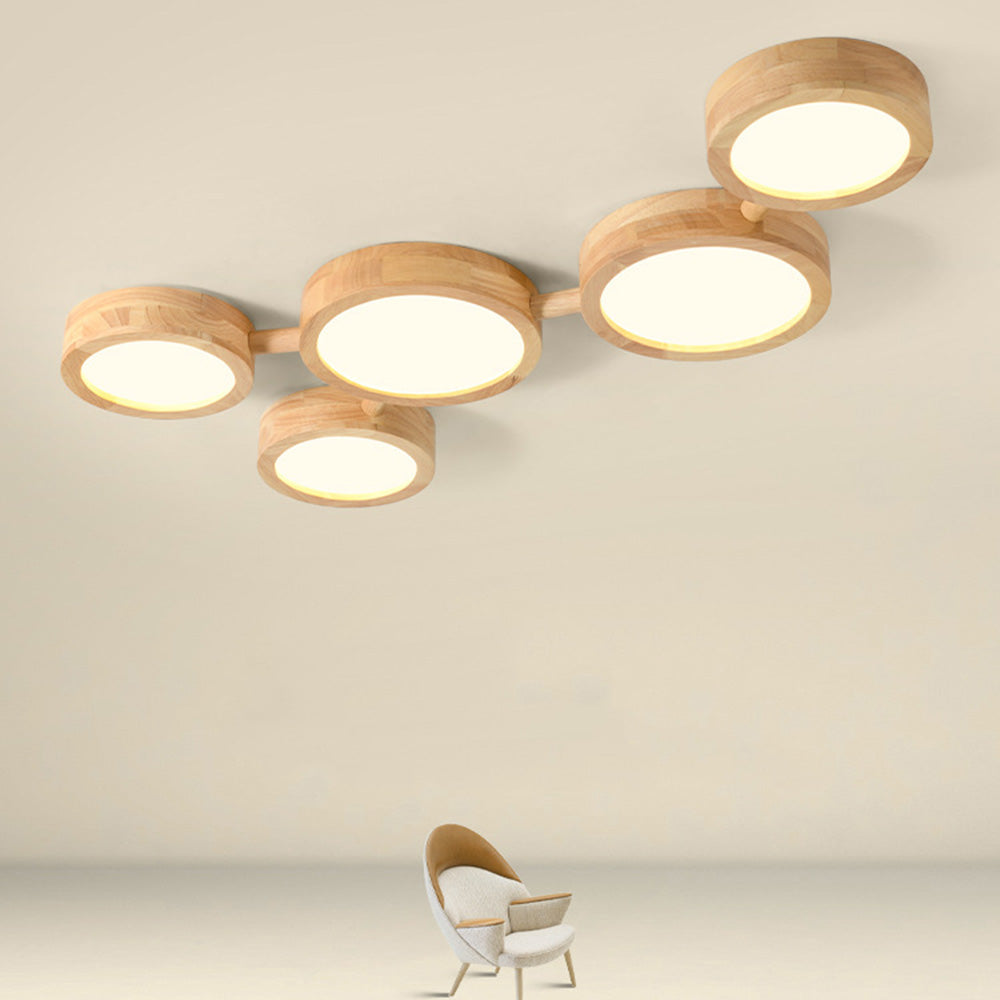 Multi-Heads Wood Retro LED Ceiling Light - Cueteks