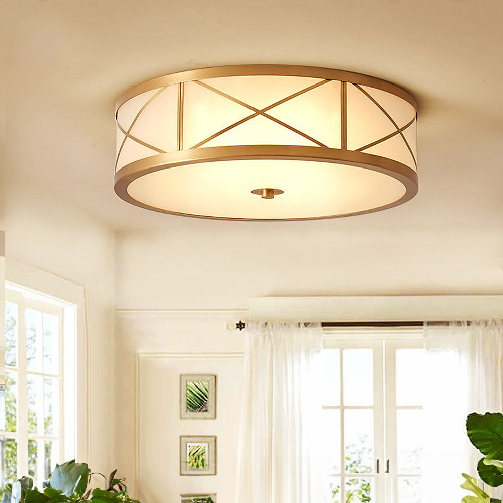 Antique Geometry Glass Drum Ceiling Light - Cueteks