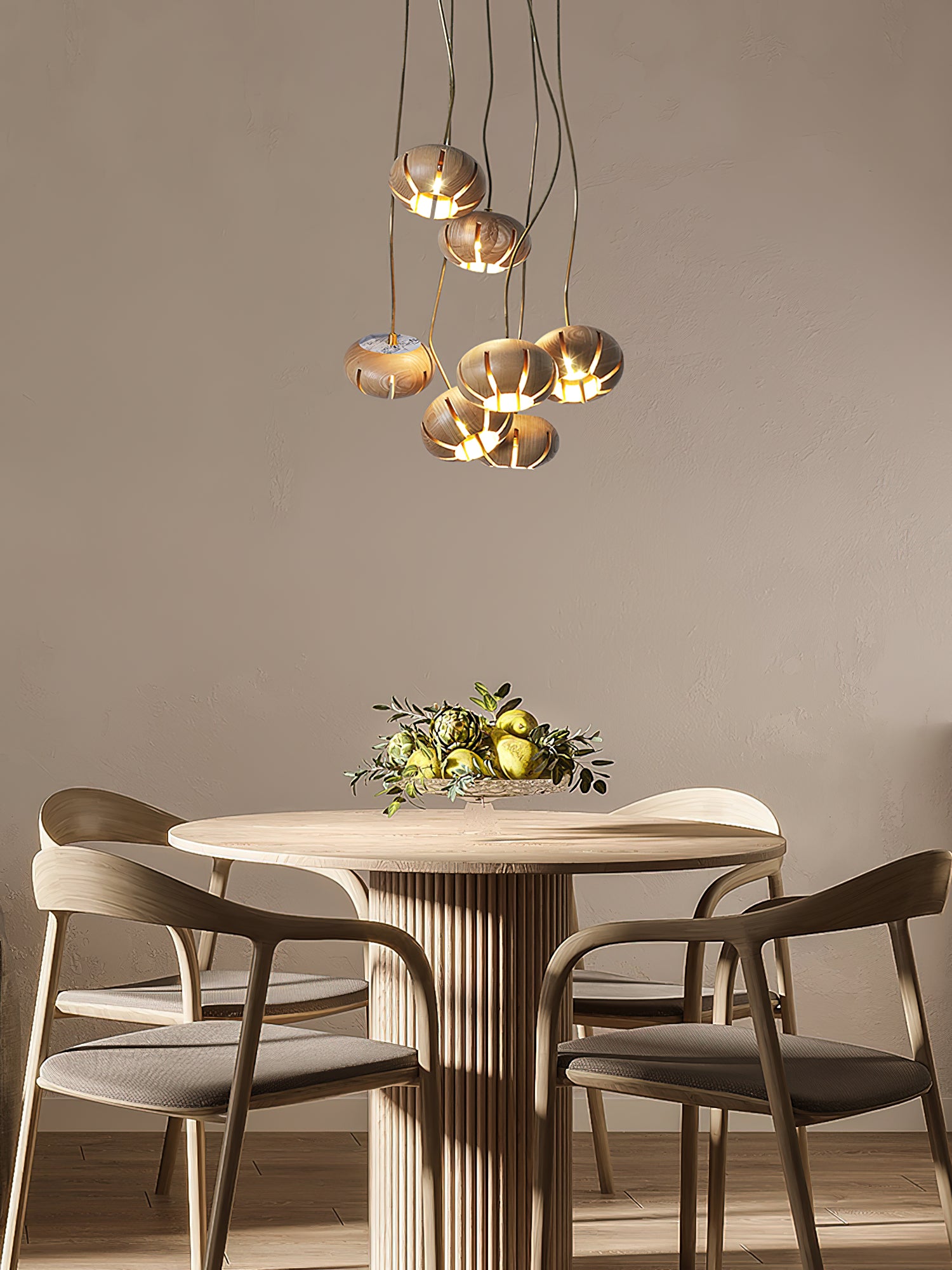 Wood Pumpkin Cluster Chandelier - Cueteks