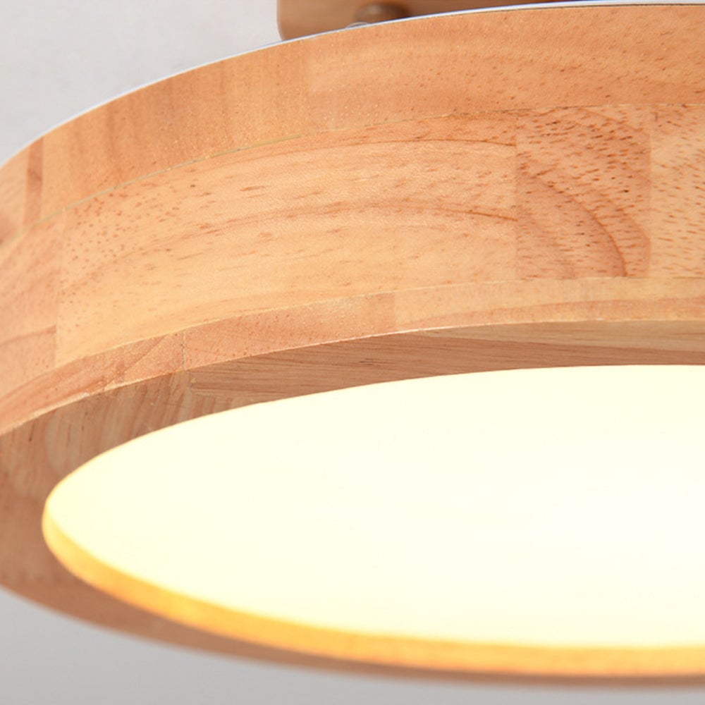 Contemporary Wood Round Flush Mount LED Ceiling Light - Cueteks