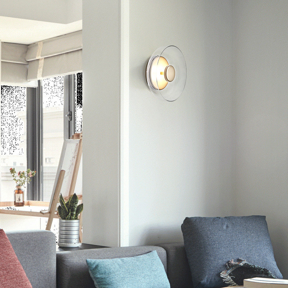 Modern Clear Round LED Glass Wall Sconce - Cueteks
