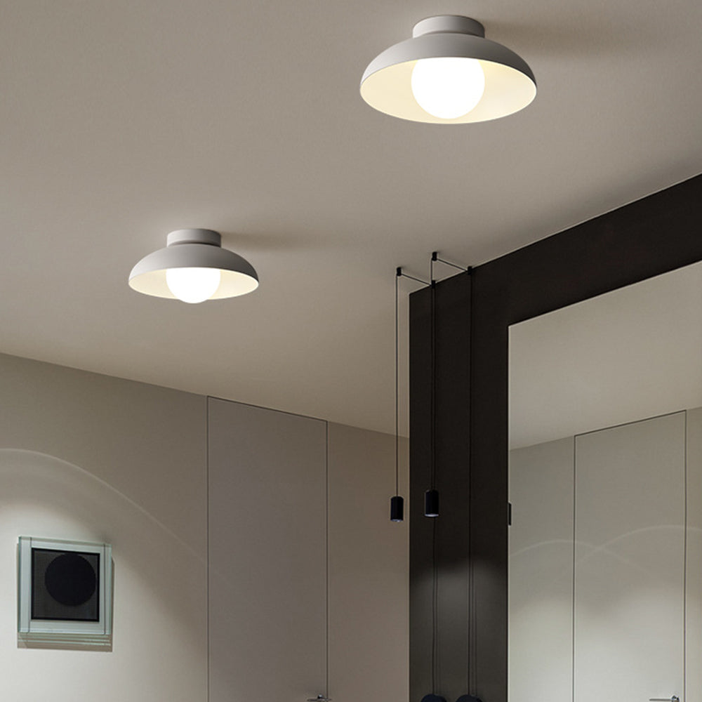 Minimalist White Metal Round Ceiling Light - Cueteks
