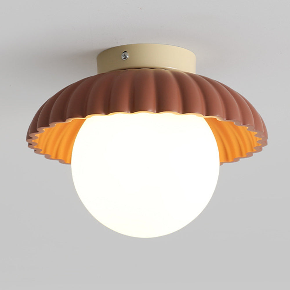 French Creamy Glass Stained Ceiling Light - Cueteks