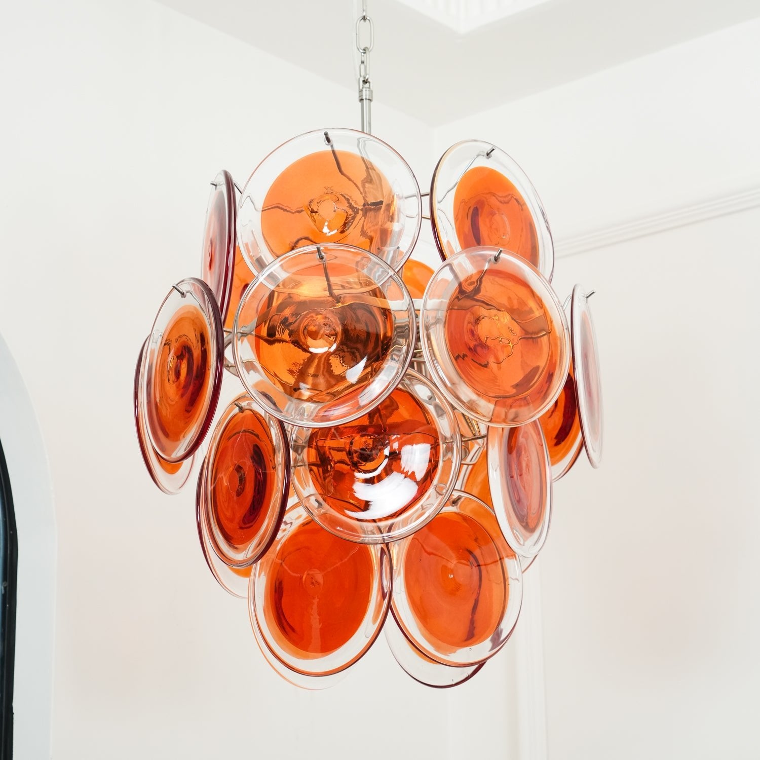 Murano Orange Disk Glass Chandelier - Cueteks