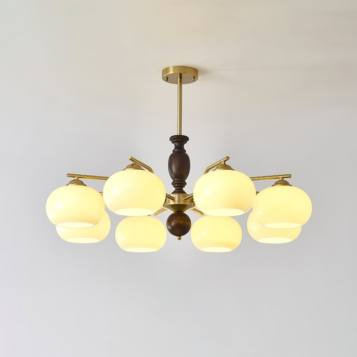 Walnut Beige Orb Chandelier - Cueteks