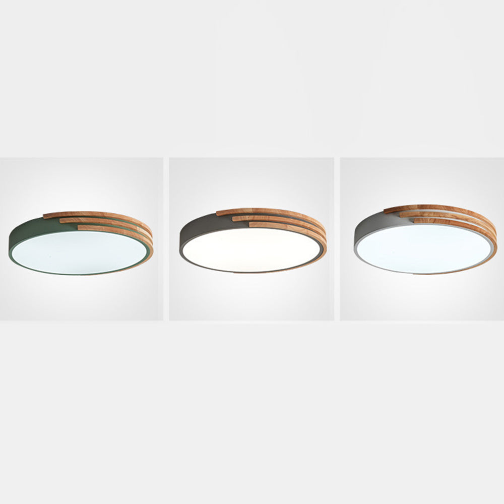 Round LED Dimmable Wood Ceiling Lamp - Cueteks