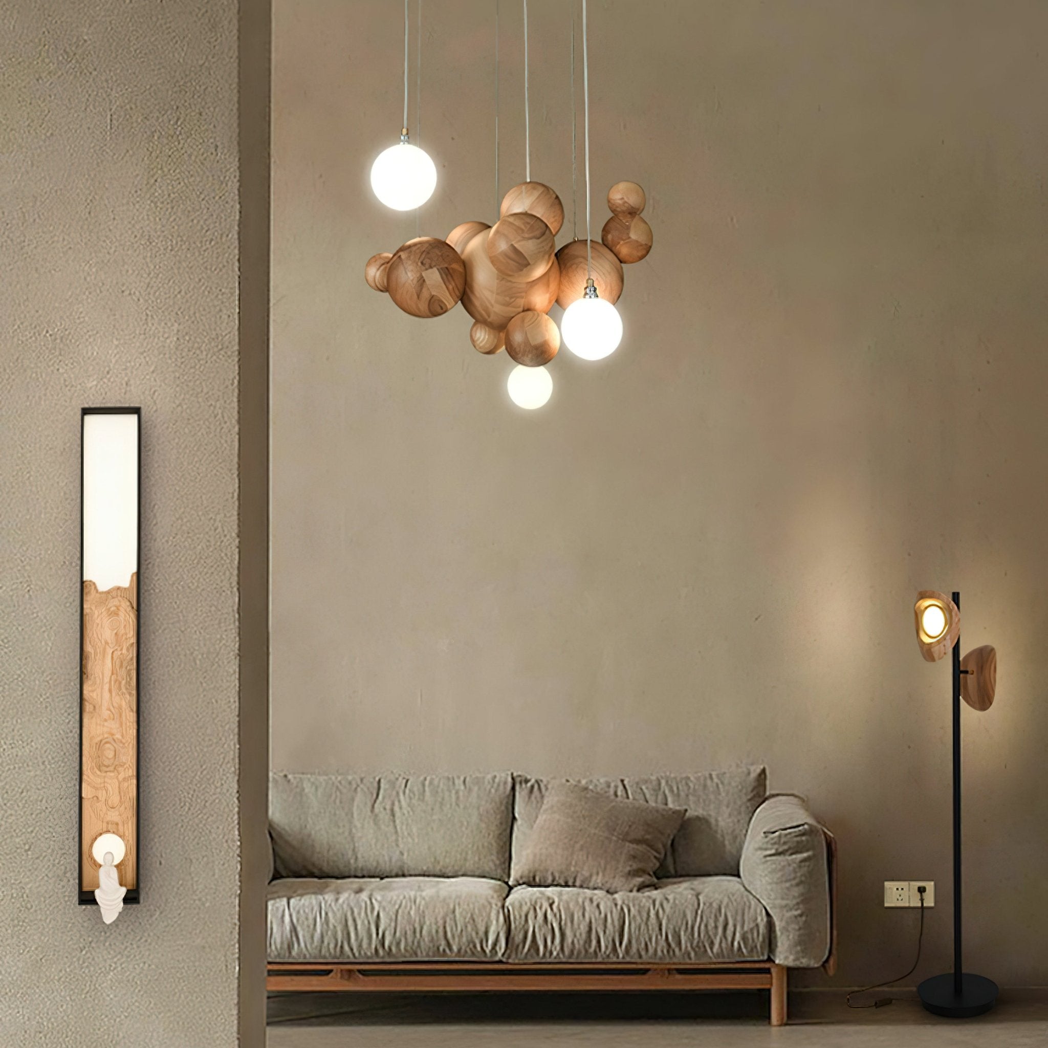 Bubble Wood Balls Chandelier - Cueteks