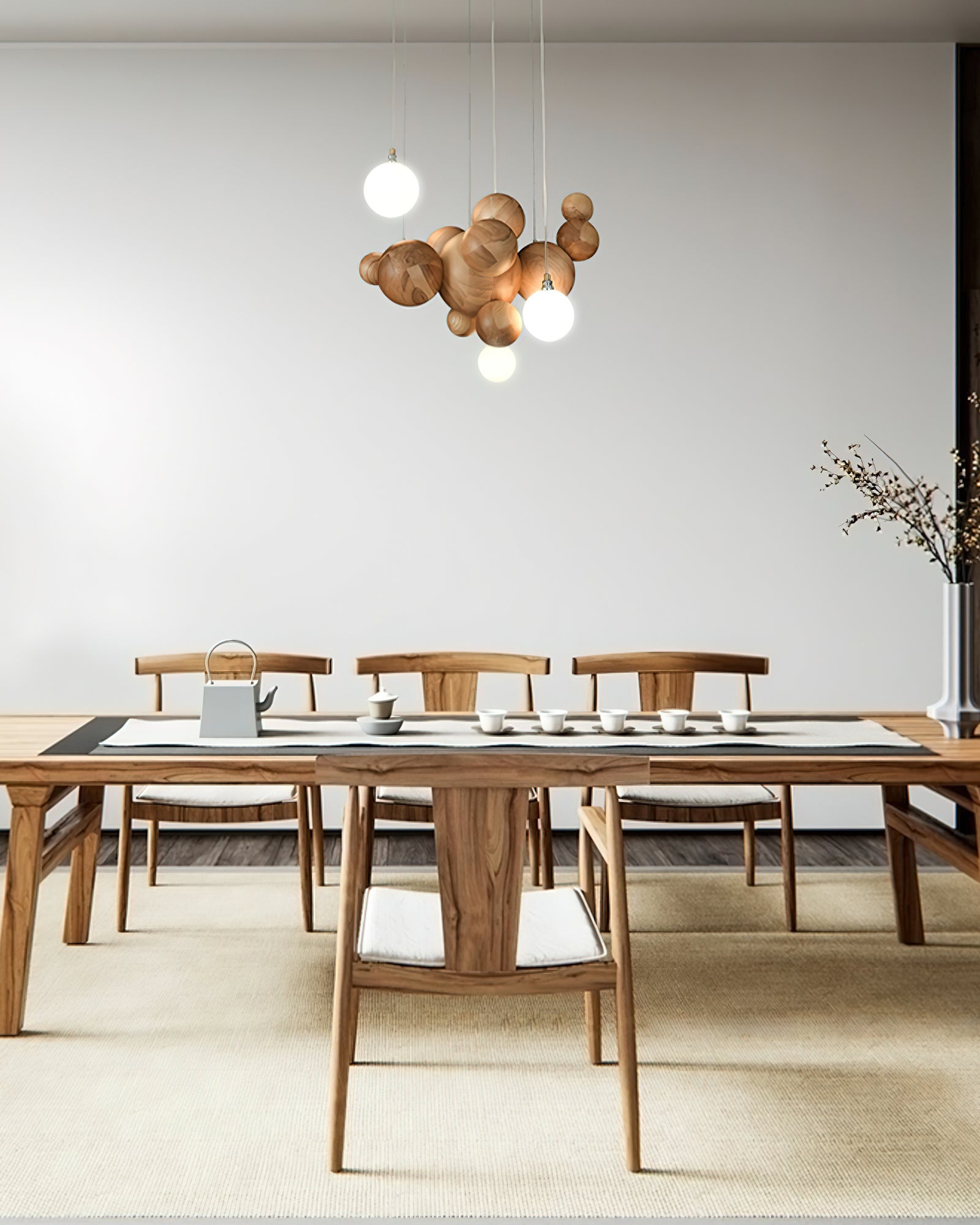 Bubble Wood Balls Chandelier - Cueteks