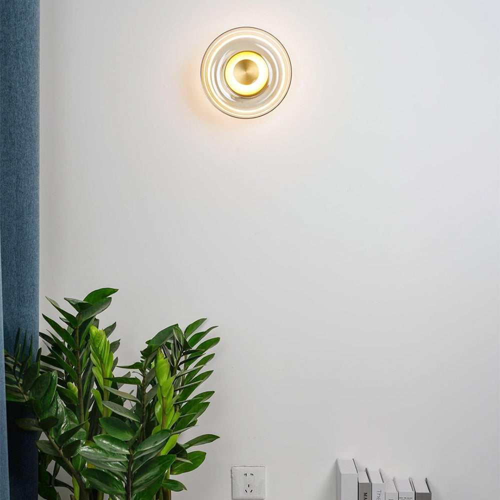 Modern Clear Round LED Glass Wall Sconce - Cueteks