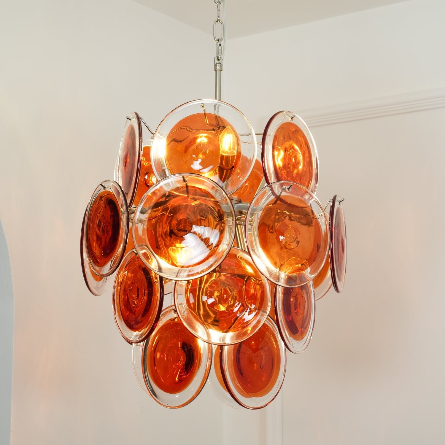 Murano Orange Disk Glass Chandelier - Cueteks