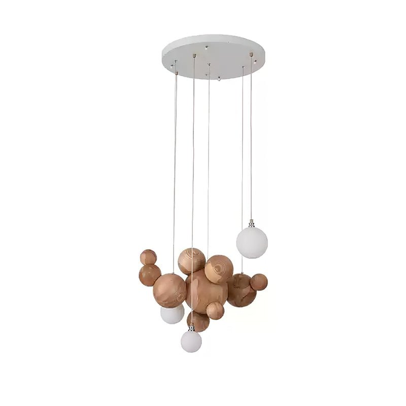 Bubble Wood Balls Chandelier - Cueteks