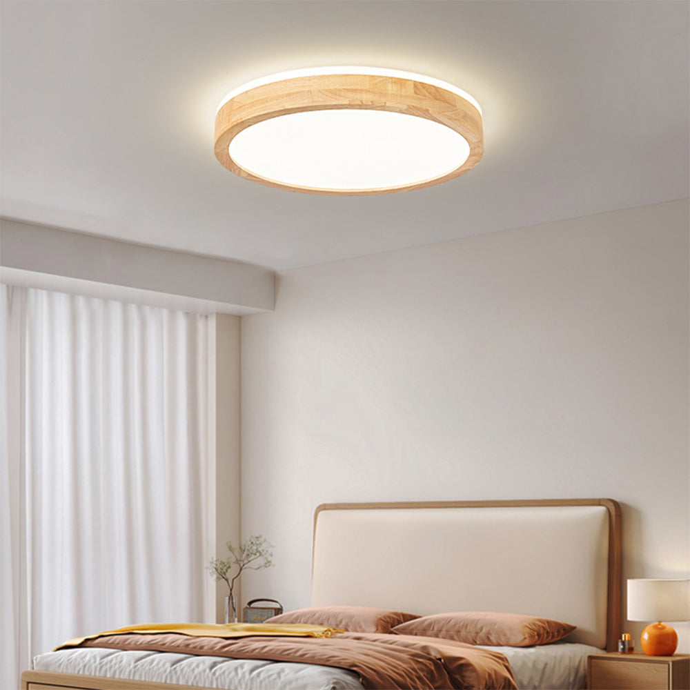 Natural Wood LED Round Ceiling Light - Cueteks
