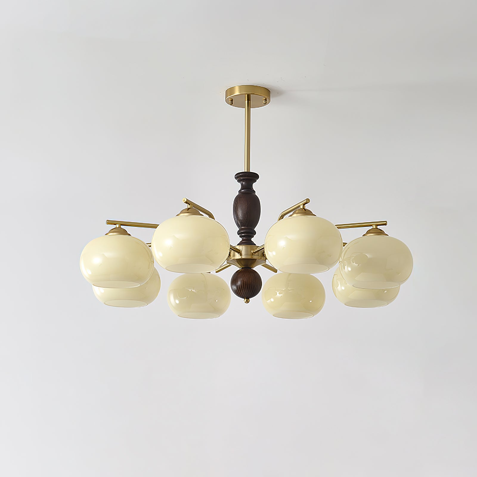 Walnut Beige Orb Chandelier - Cueteks