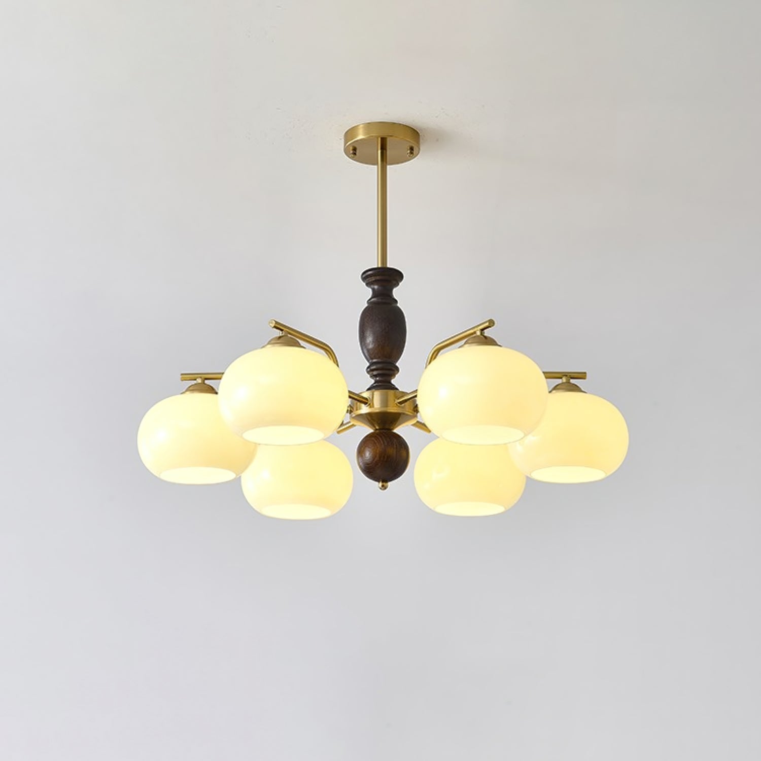 Walnut Beige Orb Chandelier - Cueteks