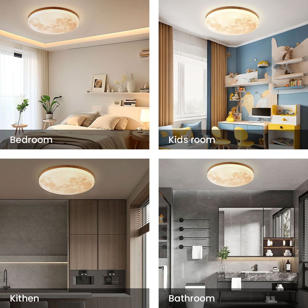 Creative Round Moon LED Ceiling Light - Cueteks