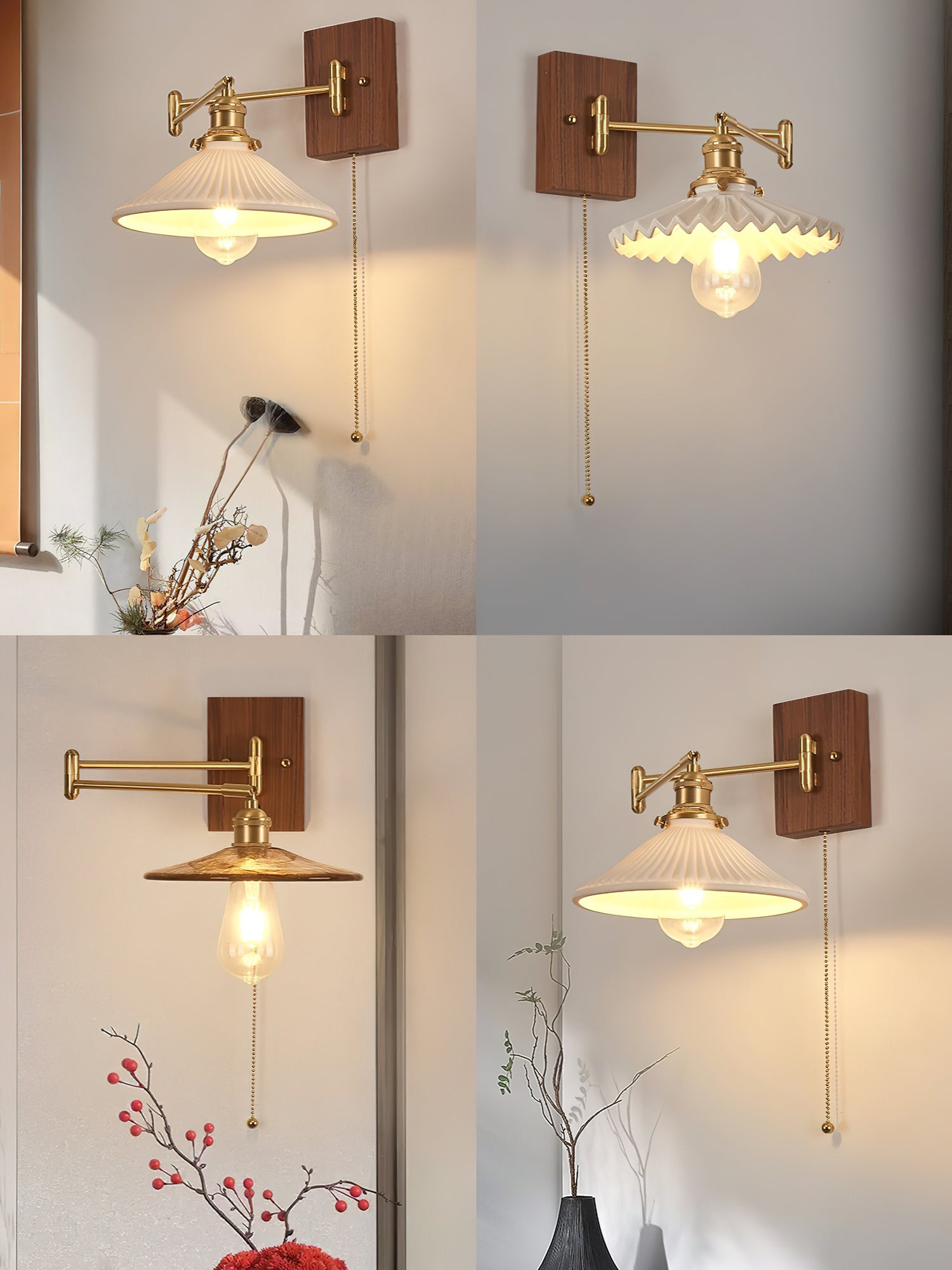 Heritage Walnut Wall Lamp - Cueteks