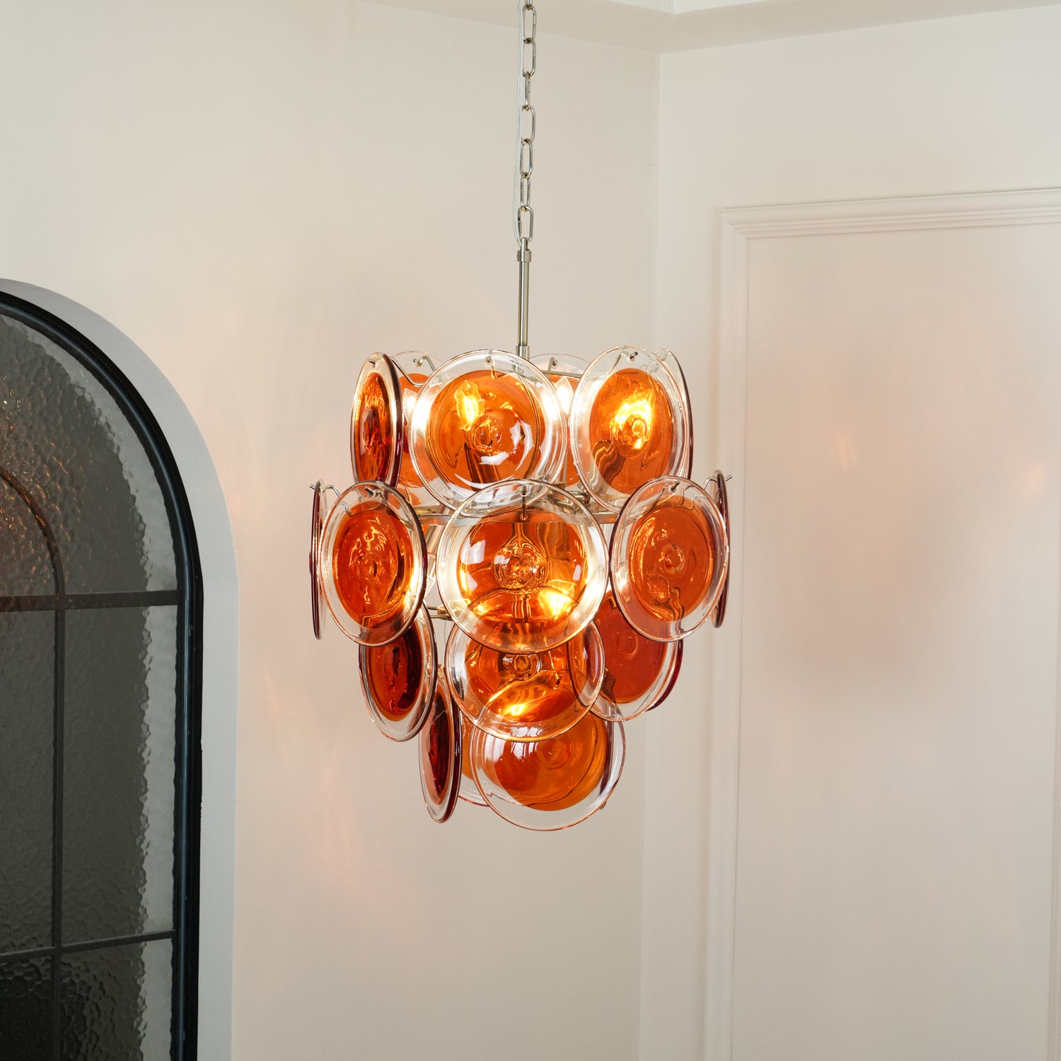 Murano Orange Disk Glass Chandelier - Cueteks