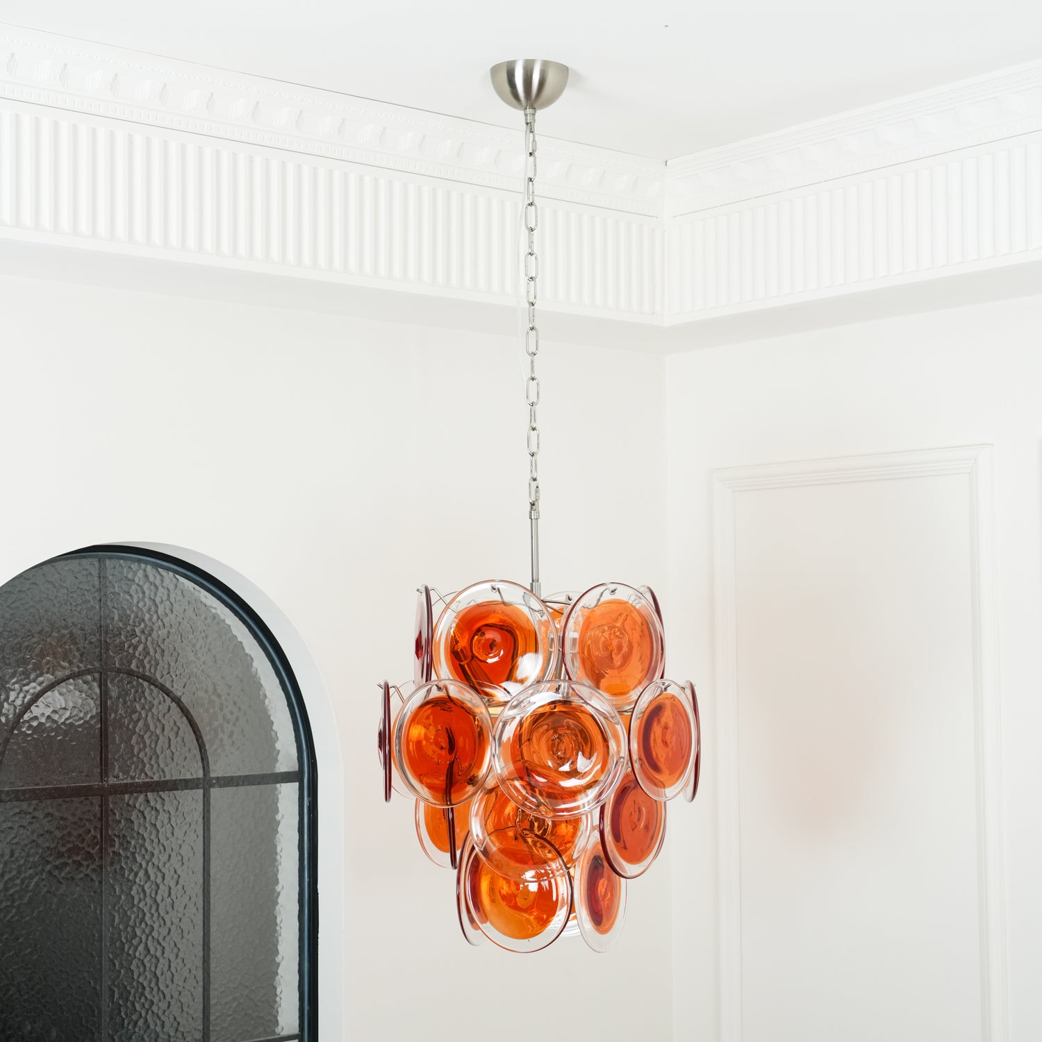 Murano Orange Disk Glass Chandelier - Cueteks
