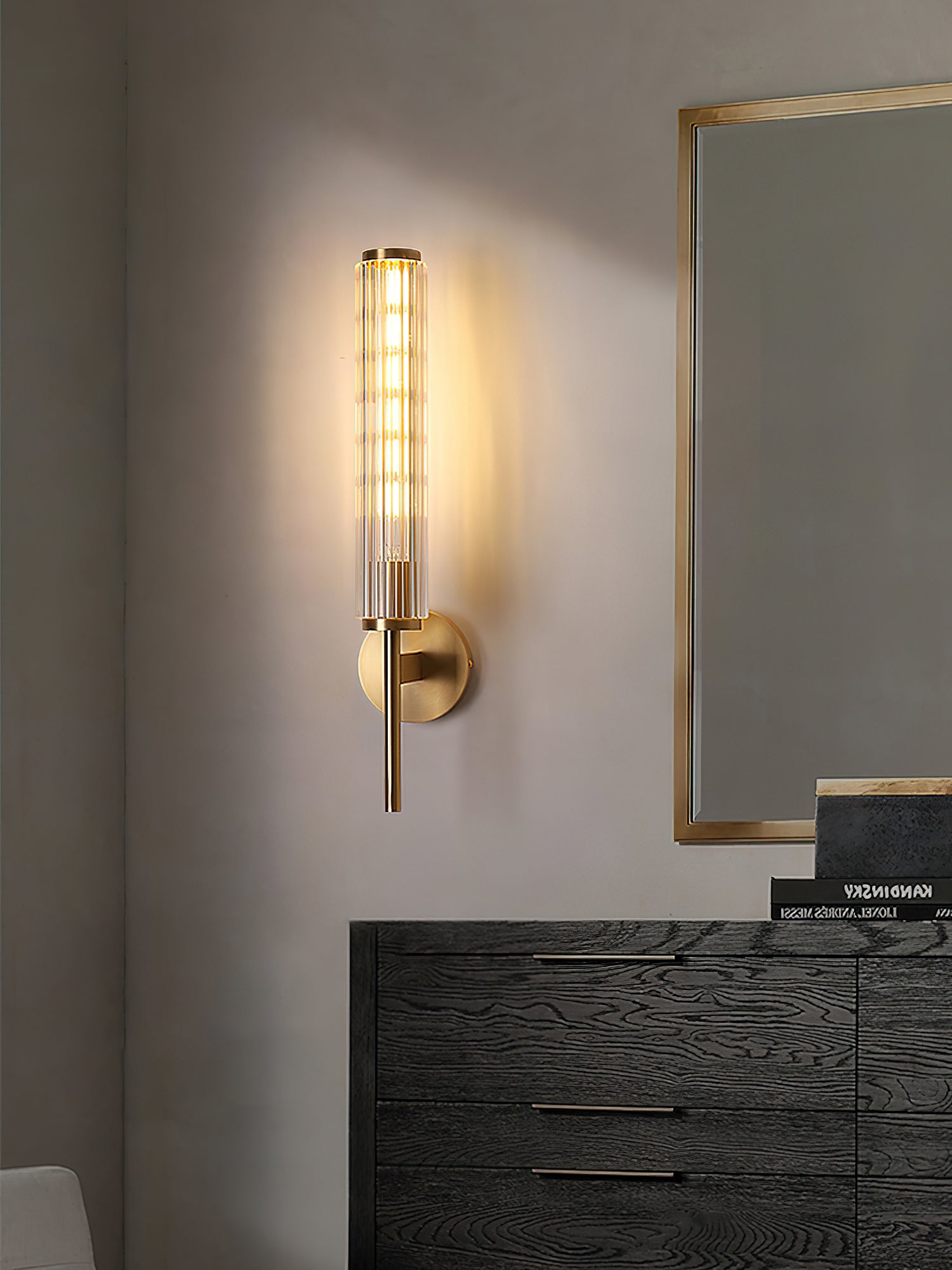 Glass Linear Brass Wall Light - Cueteks
