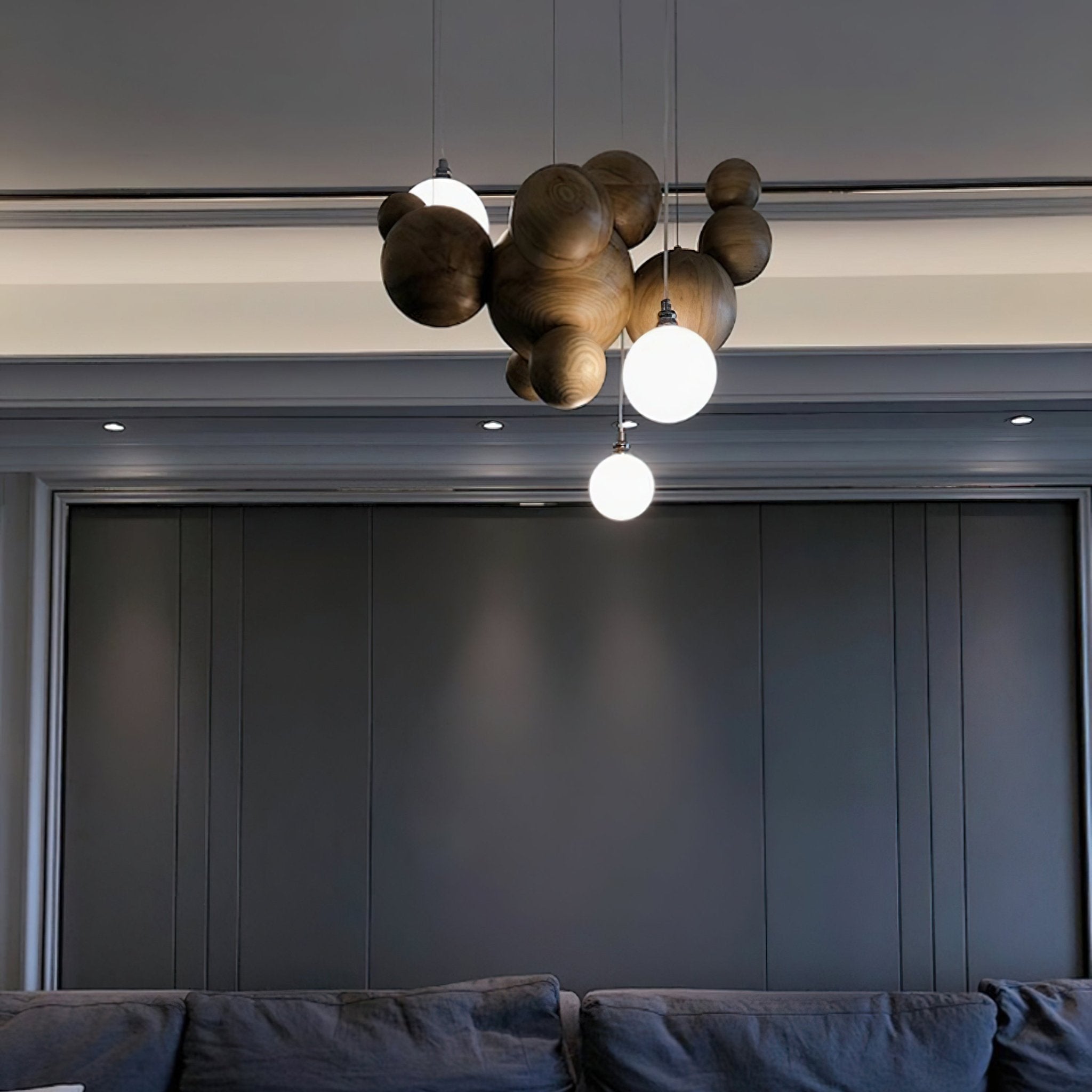Bubble Wood Balls Chandelier - Cueteks