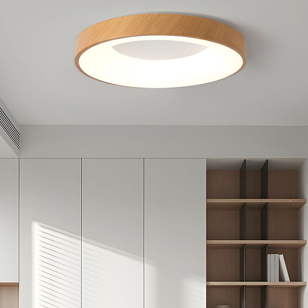 Natural Wood Round LED Ceiling Light - Cueteks