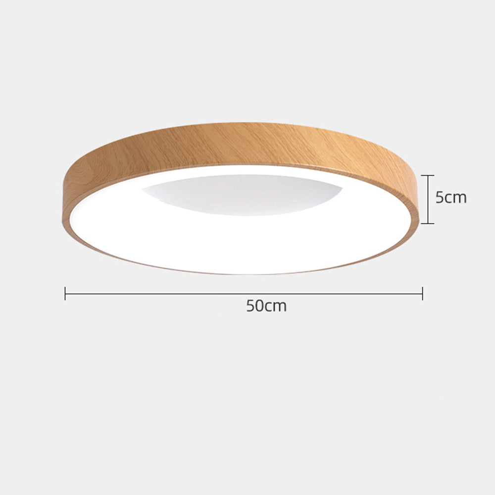 Natural Wood Round LED Ceiling Light - Cueteks