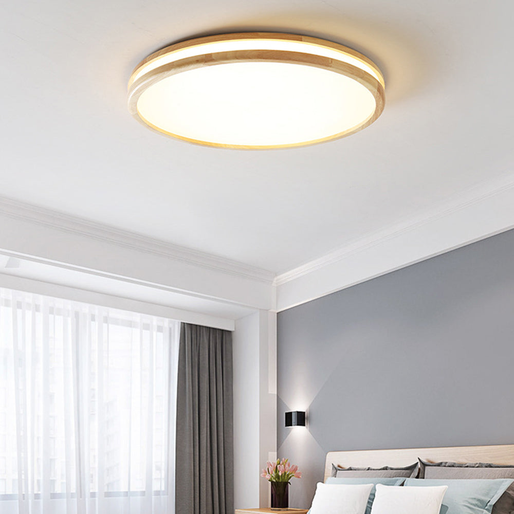 Vintage Wood Round LED Ceiling Light - Cueteks