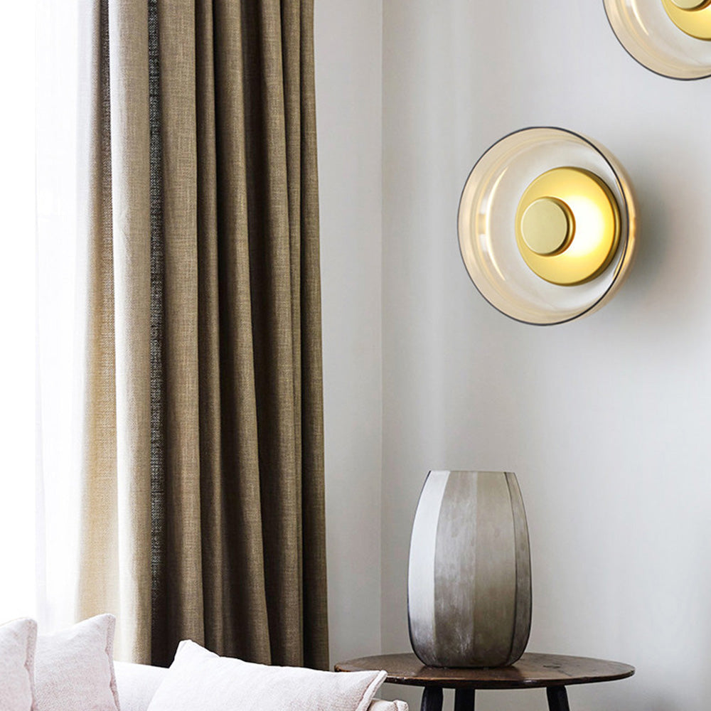 Modern Clear Round LED Glass Wall Sconce - Cueteks