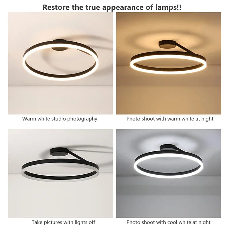 Nordic LED Geometry Circle Ceiling Light - Cueteks